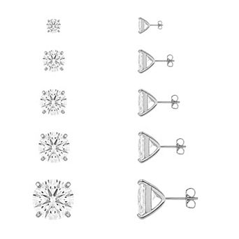 Brilliance 5-Pair Cubic Zirconia Stud Earring Set