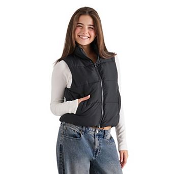 Juniors' madden girl Bungie Bottom Welt Pocket Puffer Vest