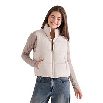 Juniors' madden girl Bungie Bottom Welt Pocket Puffer Vest