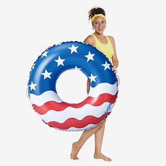Funsicle Americana FunTube, 3.3ft Inflatable Pool Float, Stars & Stripes, Age 9 and up