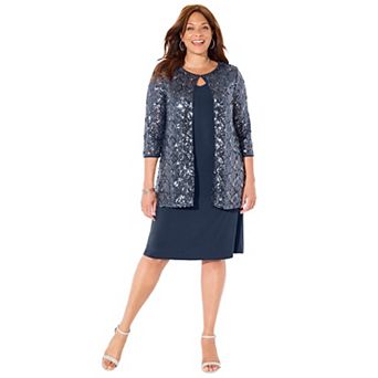 Catherines Women's Plus Size Petite Mesh Flyaway Sheath Dress