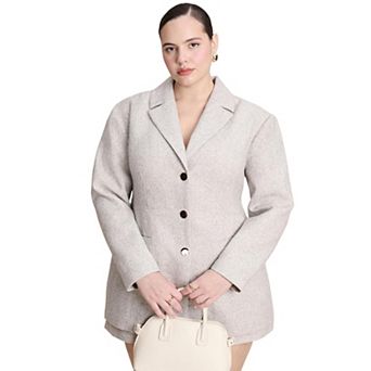 ELOQUII Women's Plus Size Nipped Waist Wool Blend Blazer With Back Adjuster