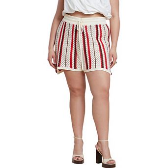 ELOQUII Women's Plus Size Striped Crochet Short