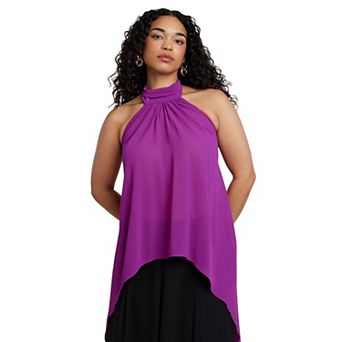 ELOQUII Women's Plus Size High-Low Halter Top