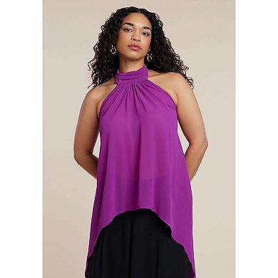 ELOQUII Women's Plus Size High-Low Halter Top