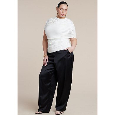 ELOQUII Women's Plus Size Sleeve Overlay Draped Top