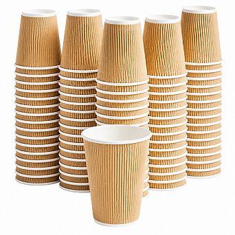 10 Oz 3 Layer Rippled Disposable Insulated Coffee Cups For Hot Cold Drinks