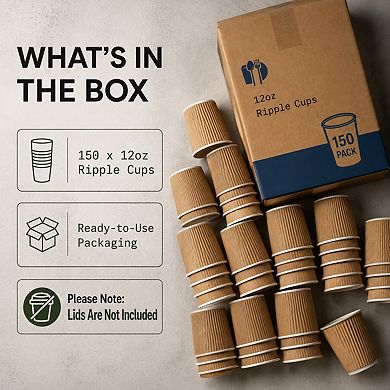 10 Oz 3 Layer Rippled Disposable Insulated Coffee Cups For Hot Cold Drinks