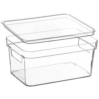 Basicwise Set of 3 Small Clear Storage Container with Lid For Kitchen Pantry & Fridge Storage