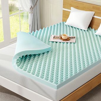2" Memory Foam Mattress Topper, Egg Crate Mattress Pad for Cooling, Pressure Relief