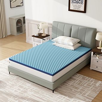 3" Medium Firm/Firm Dual Side Memory Foam Mattress Topper, Egg Crate Gel Infused Cooling Pad