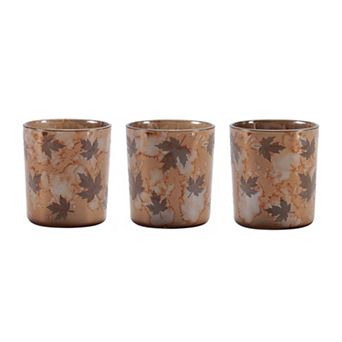 Melrose Set of 3 Autumn Leaf Glass Votive Holders
