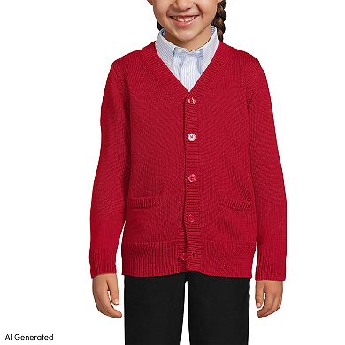 Kids Lands' End Legacy Varsity Cardigan Sweater