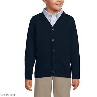 Kids Lands' End Legacy Varsity Cardigan Sweater