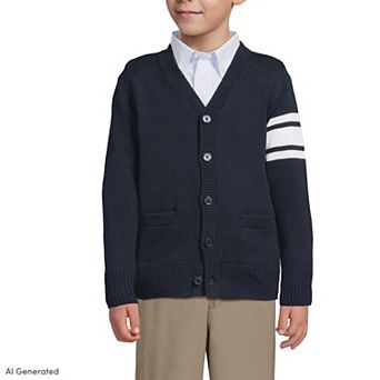 Kids Lands' End Legacy Varsity Cardigan Sweater