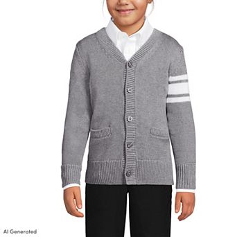 Kids Lands' End Legacy Varsity Cardigan Sweater