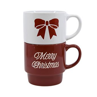 Set of 2 Christmas Sentiment Stacking Mugs