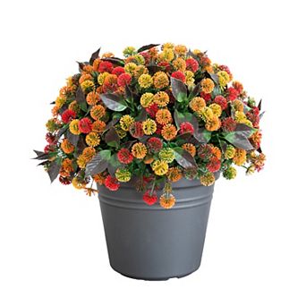 nearly natural 16-Inch UV Resistant Artificial Mixed Fall Mum Plant in Pot