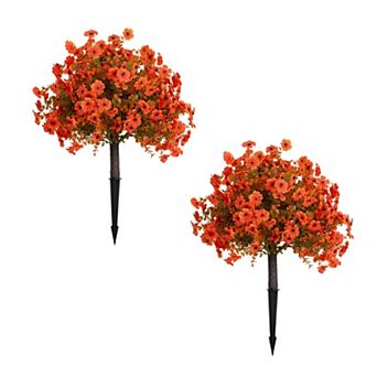 nearly natural 26-Inch UV Resistant Artificial Fall Daisy Bush - Set of 2