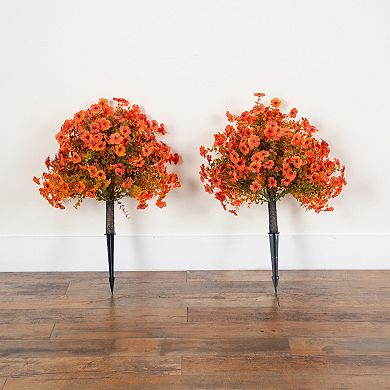 nearly natural 26-Inch UV Resistant Artificial Fall Daisy Bush - Set of 2