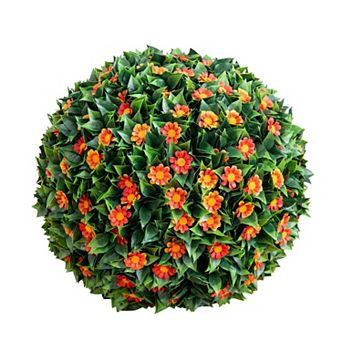 nearly natural 15-Inch UV Resistant Artificial Flowering Daisy Boxwood Ball