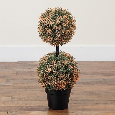 nearly natural 2-ft. UV Resistant Artificial Double Ball Boxwood Topiary Tree