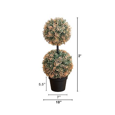 nearly natural 2-ft. UV Resistant Artificial Double Ball Boxwood Topiary Tree
