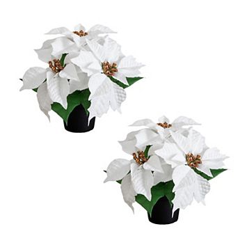nearly natural 15-Inch Artificial Poinsettia Plant Set of 2