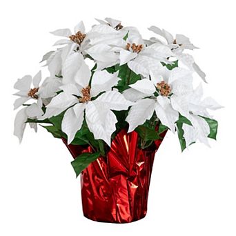 nearly natural Artificial Lush Poinsettia Arrangement in Wrapped Planter