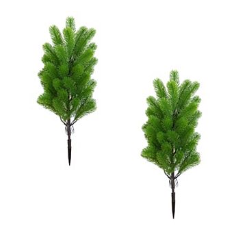 nearly natural 19-Inch UV Resistant Artificial Christmas Pine with Stake - Set of 2