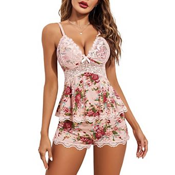 Avidlove Womens Sweetness Cami Set Lace Camisole Lingerie Nightwear Pajamas Lounge Sets