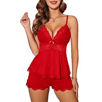 Avidlove Womens Sweetness Cami Set Lace Camisole Lingerie Nightwear Pajamas Lounge Sets