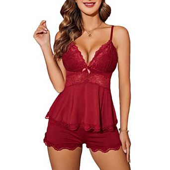 Avidlove Womens Sweetness Cami Set Lace Camisole Lingerie Nightwear Pajamas Lounge Sets