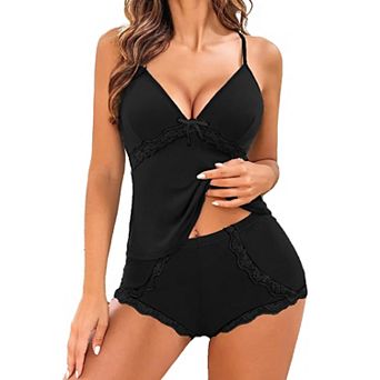 Avidlove Women Modal Lace Trim Cami Top Elastic Waist Short Two Piece Sleep Pajama Set