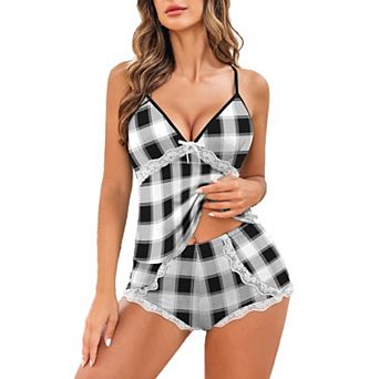 Avidlove Women Modal Lace Trim Cami Top Elastic Waist Short Two Piece Sleep Pajama Set