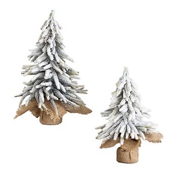 nearly natural Set of 2 Artificial Mini Flocked Christmas Trees