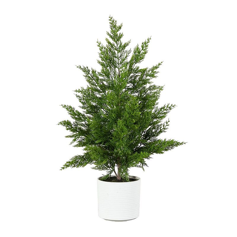 nearly natural 28-Inch Real Touch Artificial Spruce Pine Christmas Tree, Green