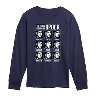 Boys 8-20 Star Trek "The Many Moods Of Spock" Graphic Long Sleeve Tee