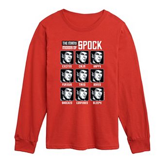 Boys 8-20 Star Trek "The Many Moods Of Spock" Graphic Long Sleeve Tee