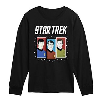 Boys 8-20 Star Trek Retro Comic Character Grid Long Sleeve Graphic Tee