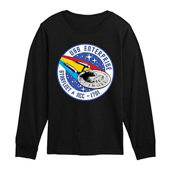 Boys 8-20 Star Trek U.S.S. Enterprise Starfleet NCC-1701 Patch Long Sleeve Graphic Tee
