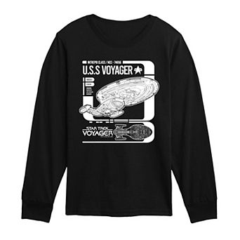 Boys 8-20 Star Trek U.S.S. Voyager Schematic Long Sleeve Graphic Tee