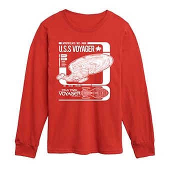 Boys 8-20 Star Trek U.S.S. Voyager Schematic Long Sleeve Graphic Tee