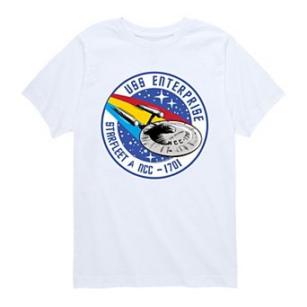 Boys 8-20 Star Trek U.S.S. Enterprise Starfleet NCC-1701 Patch Short Sleeve Graphic Tee