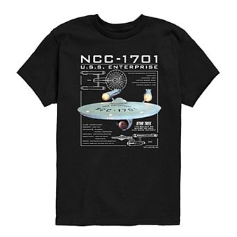 Boys 8-20 Star Trek U.S.S. Enterprise NCC-1701 Diagram Short Sleeve Graphic Tee