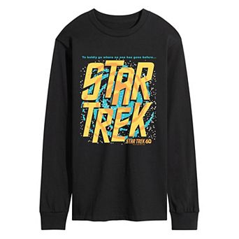 Men's Star Trek 60th Anniversary Retro Space Logo Long Sleeve Graphic T-Shirt