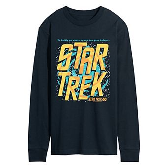 Men's Star Trek 60th Anniversary Retro Space Logo Long Sleeve Graphic T-Shirt