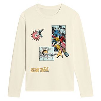Men's Star Trek Retro Comic Collage Long Sleeve Graphic T-Shirt