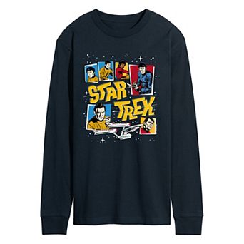 Men's Star Trek Retro Comic Graphic Long Sleeve Graphic T-Shirt