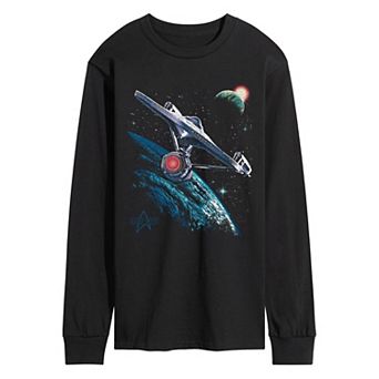 Men's Star Trek U.S.S. Enterprise Space Scene Long Sleeve Graphic T-Shirt